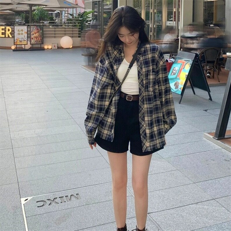 网络图现货港风高级感潮牌拼色格子休闲百搭长袖衬衫JS887-P32,男装衬衫,星座715-7