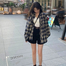网络图现货港风高级感潮牌拼色格子休闲百搭长袖衬衫JS887-P32，男装衬衫，星座715-7