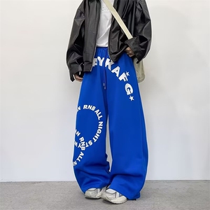 YC0781-P48 运动印花裤男秋季新款宽松大码直筒裤子潮流休闲长裤图片