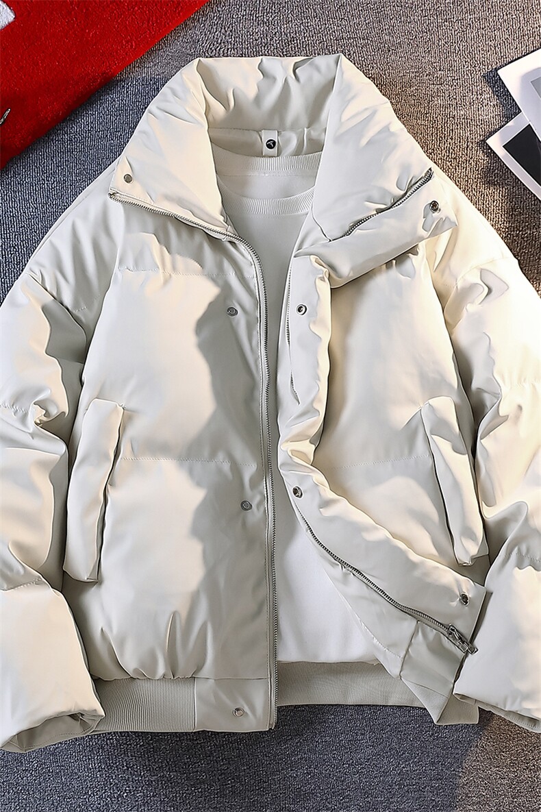 立领PU皮棉服宽松休闲百搭高级感棉衣纯色保暖外套MD8808-特价P70,男装棉衣,电商A007