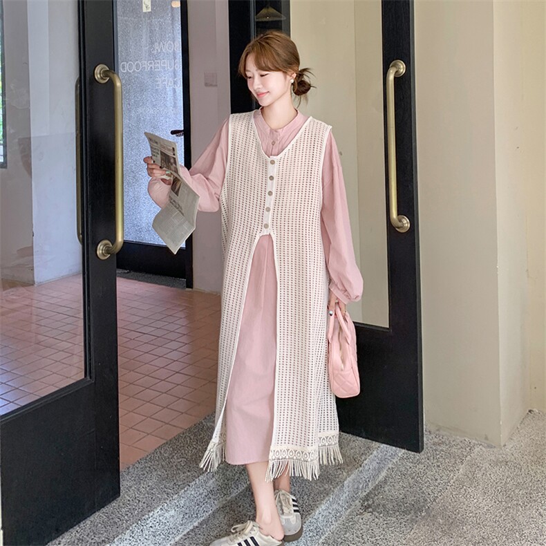 2026春装宽松粉色裙+蕾丝罩衫两件套2C090-1270-P155-K228,女装套装/套裙,2C090