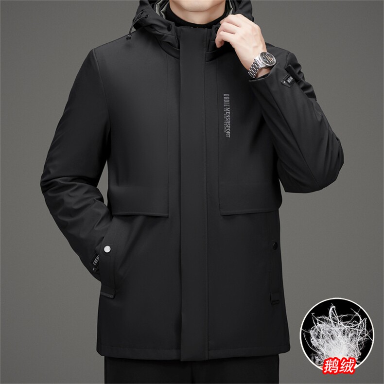 90白鹅绒中老年羽绒服外套男士一衣三穿背部加绒羽绒服外套,男装羽绒服,钱塘723