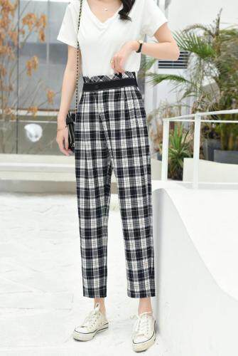 方格女裤，醋酸衬衣，女装，哈真