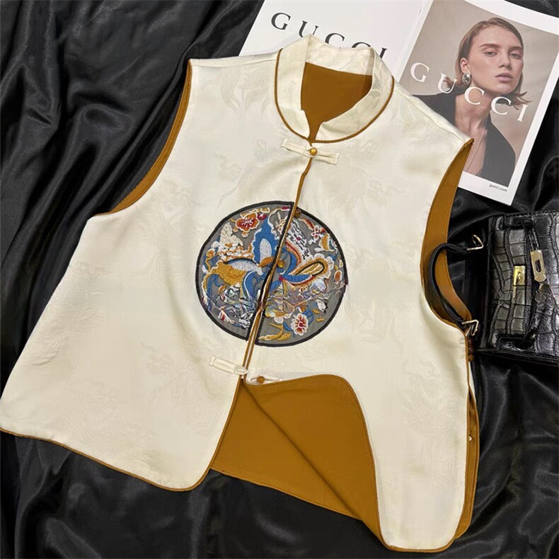 《新品现货》潮流复古GUO风刺绣马甲，女装马甲，曼琳思菲