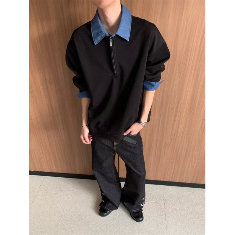 网图老钱风cleanfit假两件卫衣W1992/特P45,男装卫衣,电商B350