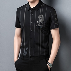 夏季2023新款短袖衬衫男士商务修身休闲上衣衬衣潮流，男装衬衫，电商B212（原钱塘6029）