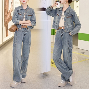 牛仔外套女洋气减龄显瘦春秋装2025新款轻熟风时尚气质两件套套装图片