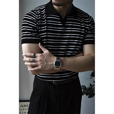 CP1175-P39夏季新款V领冰感针织polo衫男短袖潮流时尚翻领T恤男，男装T恤，电商B323A