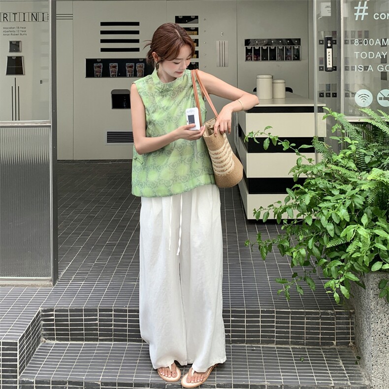 新中式国风套装女2025年夏季新款高级感刺绣衬衫上衣阔腿裤两件套图片