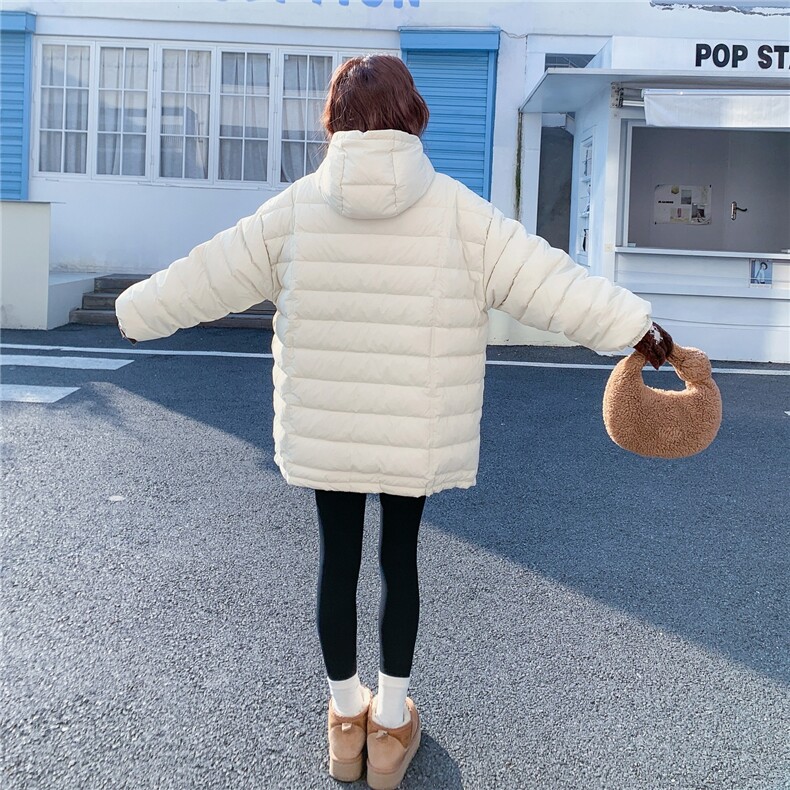 连帽云朵泡芙90白鸭绒羽绒服女装2025冬季新款中长款宽松保暖外套,女装羽绒服,2B187