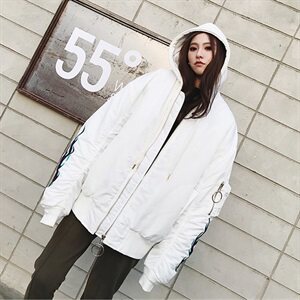特P50 韩版重工刺绣加厚情侣连帽棉服 宽松男女夹棉棒球服外套Y03图片