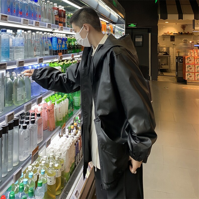 秋季美式街头机车风男款连帽皮衣情侣上衣潮牌夹克外套JK072-P76,男装夹克,星座308B-2