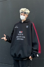 徽章织带三条杠印花连帽卫衣秋冬美式复古潮牌运动情侣帽衫外套，女装短外套，星座505-2（原电商A260-1)
