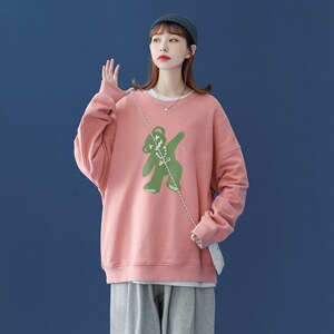 秋季潮流百搭中性印花宽松情侣休闲套头卫衣男女 W130 P25控38图片
