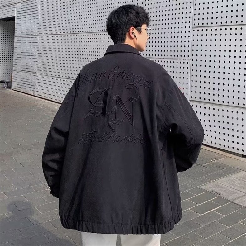 美式刺绣麂皮绒夹克外套男士复古街头痞帅炸街简约上衣高街男女装,男装夹克,星座506A