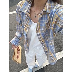 有原图YK86045-TP23控48.8830%棉70%聚酯纤维春季长袖格子衬衫，男装衬衫，电商A086-1