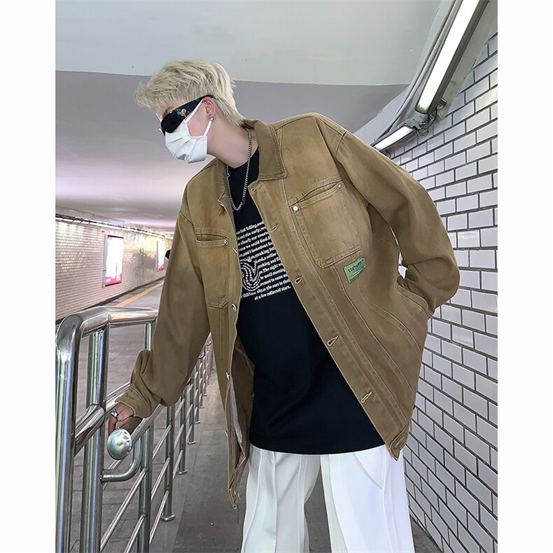 港风文艺牛仔夹克男春秋宽松潮流长袖外套,男装夹克,星座716-2