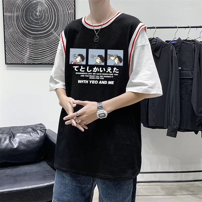 男圆领T恤假两件宽松短袖Q905P28,男装T恤,星座1116-2