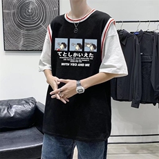 男圆领T恤假两件宽松短袖Q905P28，男装T恤，星座1116-2