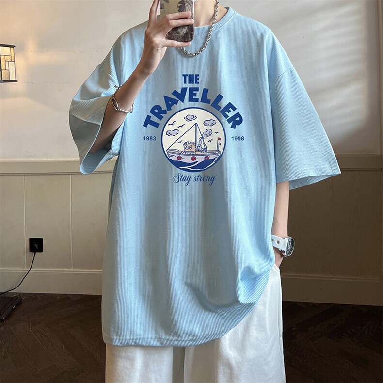 华夫格t恤男短袖男大码五分袖HT73410-P22,男装T恤,电商A040