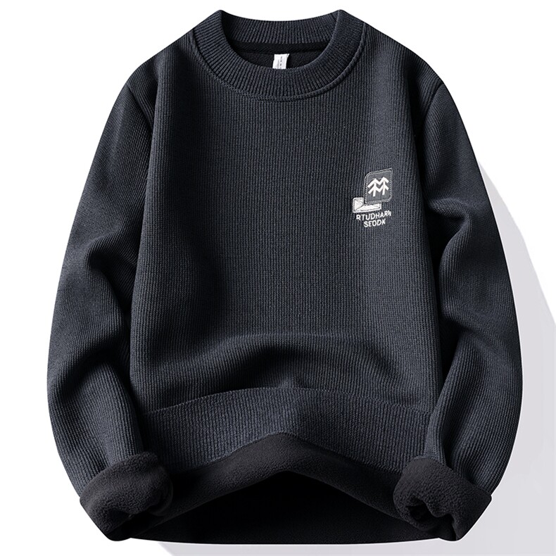 华夫格圆领加绒加厚毛衣冬季一体绒保暖毛线针织衫7200-P30元,男装针织衫/毛衣,星座1706
