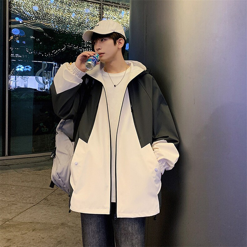 秋季新款宽松夹克男撞色三防冲锋衣外套DSA157B-JK7831-P75,男装夹克,电商A157B