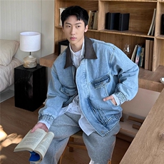 JK002-P78春秋韩版时髦cleanfit复古高级撞色短款牛仔夹克男士，男装夹克，电商B323A
