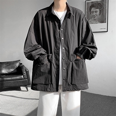 8XL-M春夏廓形衬衫防晒外套特大码多口袋复古慵懒衬衣JK5203/P50，男装夹克，电商B238