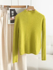 2025年秋季时尚百搭通勤简约休闲抽条半高领，女装羊毛衫，美轩羊绒