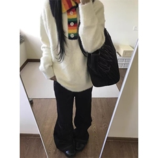 【有货】DTQ02-P65彩虹毛织拼接V领毛衣女秋冬宽松慵懒风针织衫，男装针织衫/毛衣，星座603-2