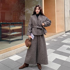 毛呢羽绒服50%羊毛5663-P315-K468-上衣羽绒内胆-裤子加厚-套装，女装套装/套裙，2C275