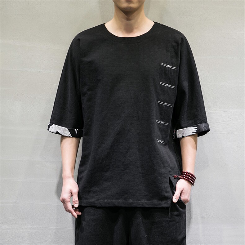 春夏风棉麻七分短袖t恤男宽松大码上衣DSA008/T063/P60,男装T恤,电商A008