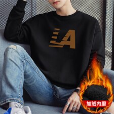 秋冬货源休闲大码百搭男士字母印花套头卫衣1511A-2-F057加绒-P19，男装卫衣，星座1816-2（原1210–2）