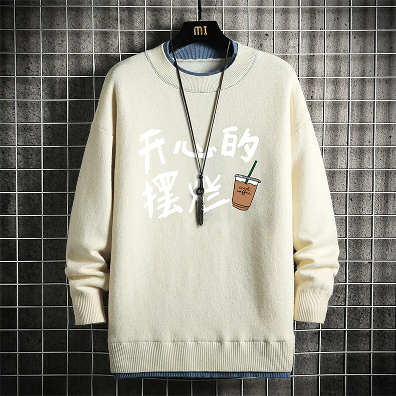 控78假两件毛衣男大码加绒针织衫男毛线衣M80348-P55加绒P70,男装针织衫/毛衣,电商A040A