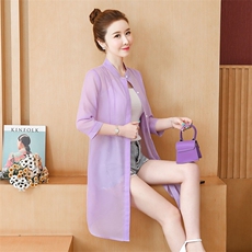 新中式防晒衣女新款立领雪纺印花时尚气质开衫披肩外搭空调衫外套，女装防晒衣，尚羽泽网红店