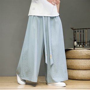 夏季 风宋制改良汉服绣花长裤古装冰丝阔腿裤情侣潮 K332/P85图片
