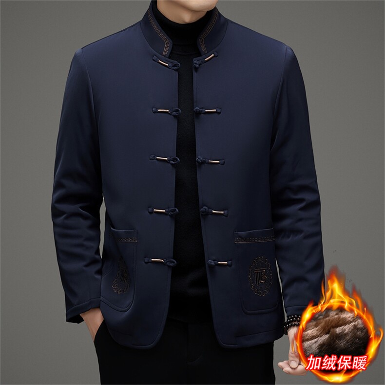 继续主推中老年风唐装加绒棉服中山装盘扣男复古棉衣外套,男装棉衣,钱塘723