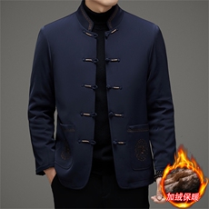 继续主推中老年风唐装加绒棉服中山装盘扣男复古棉衣外套，男装棉衣，钱塘723