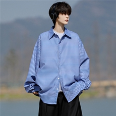 8XL-M长袖衬衫男春夏格子条纹衬衣宽松慵懒风防晒外套CS29005P45，男装防晒衣，电商B312