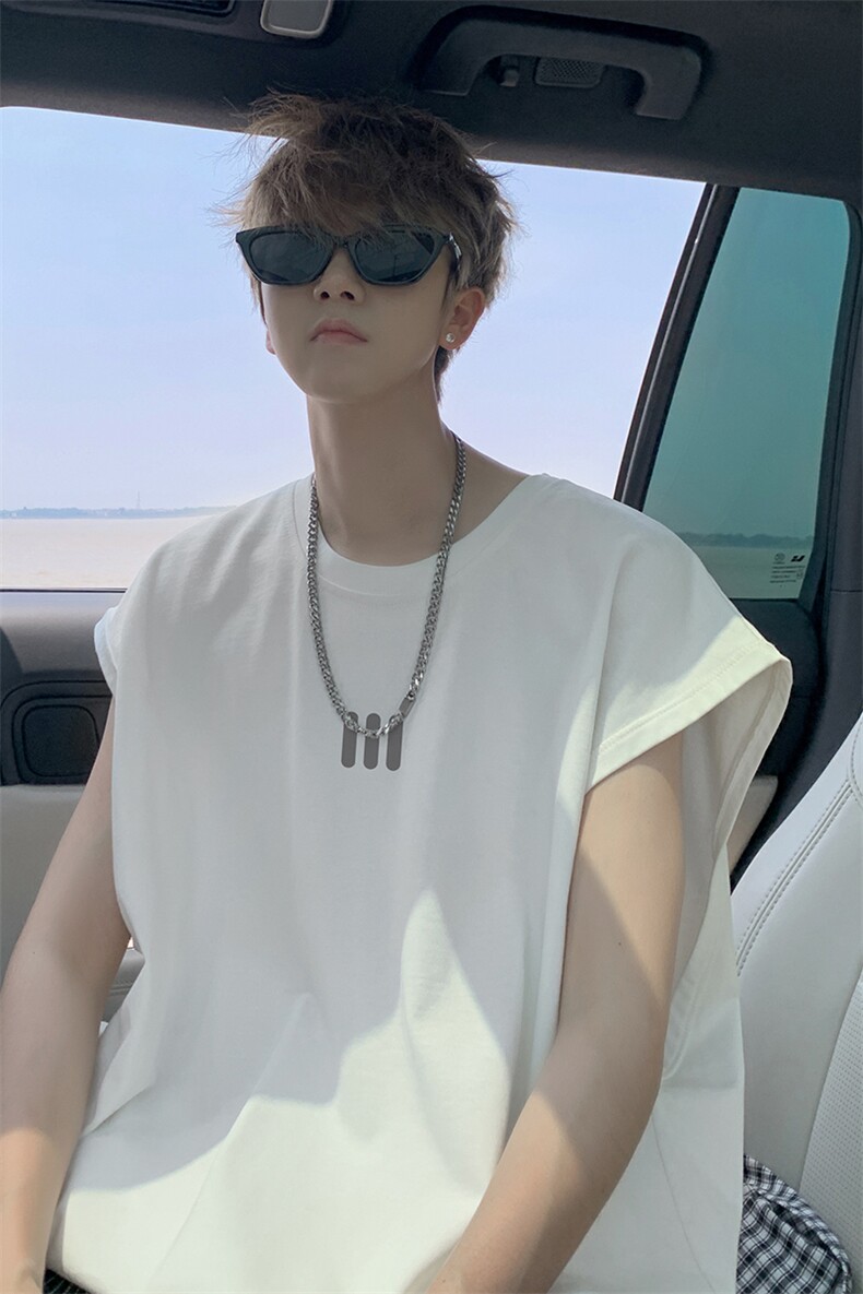 夏季外景青年痞帅宽松背心男潮流大码坎肩无袖T恤BX00121/P25,男装背心/马甲,电商B316