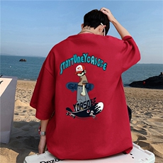 嘻哈风格t恤男款短袖夏季薄款美式潮牌印花炸街痞帅纯棉半袖体恤，男装T恤，电商A426-1(原A430-1)