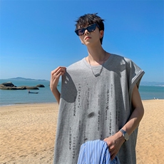 夏季外景新款休闲运动背心男潮牌宽松大码坎肩无袖T恤BX00486/P25，男装T恤，电商B316