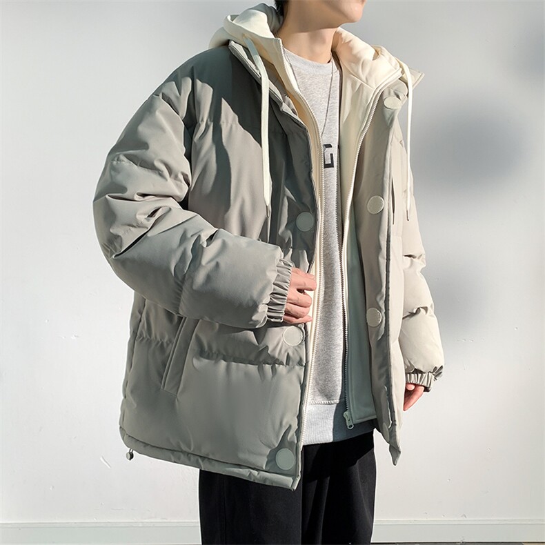 冬季青少年连帽假两件外套加绒加厚休闲简约棉衣棉服5303-P85图片