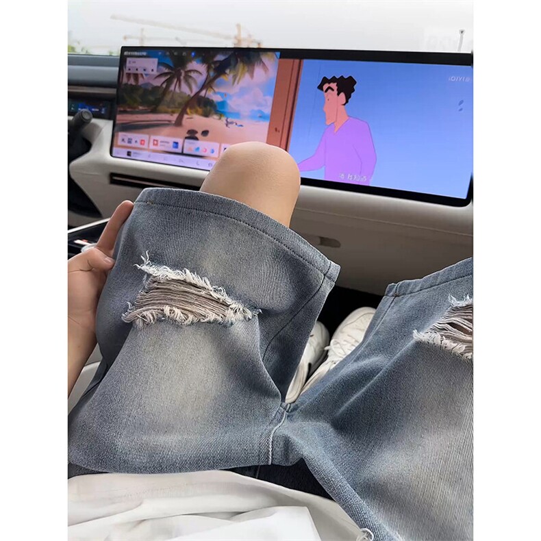 破洞宽松水洗韩版复古牛仔短裤宽松百搭高街短裤K780TP35控58,男装牛仔裤,电商A102B