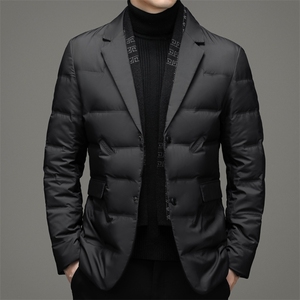 2023冬季新款加厚保暖西装羽绒服中青年商务休闲男士白鸭绒外套图片