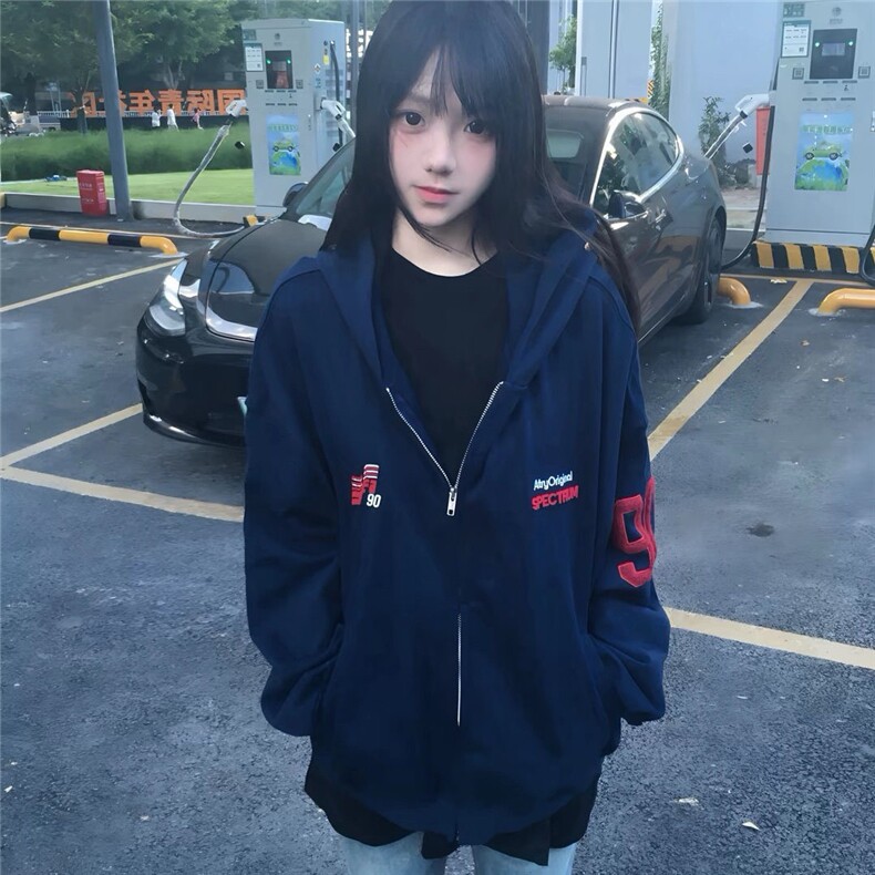 5291-P53复黑底+印花+毛巾绣宽松休闲卫衣薄款/加绒，女装卫衣/绒衫，星座617A-2