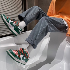 (松紧腰)九分牛仔裤男ins潮牌宽松直筒韩版阔腿裤A080-9252-P30，男装牛仔裤，电商A080