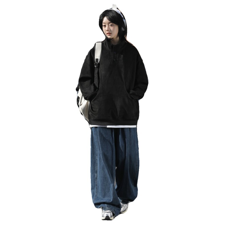 立领中性风宽松夹克按扣麂皮绒卫衣男,男装夹克,星座513