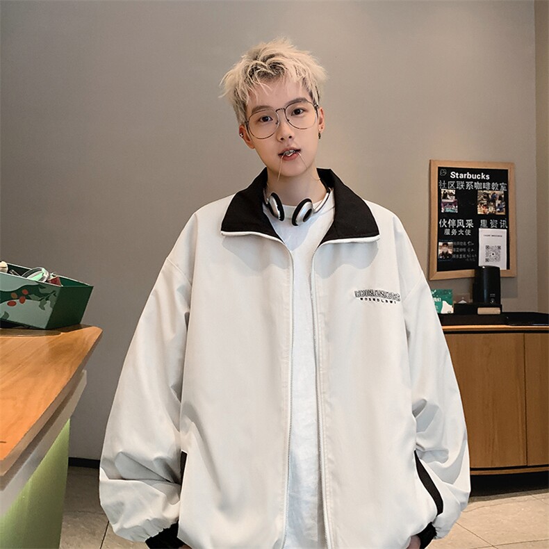 XZ213-JK8865-P98控128港风美式vibe潮牌宽松百搭刺绣双面穿夹克,男装夹克,星座213