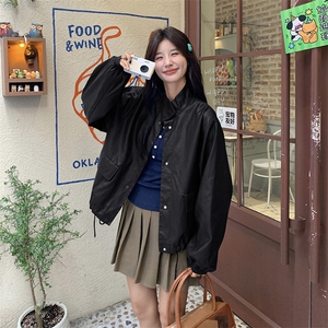 美式复古高级黑色休闲皮衣外套女2025春秋独特漂亮机车服夹克上衣图片